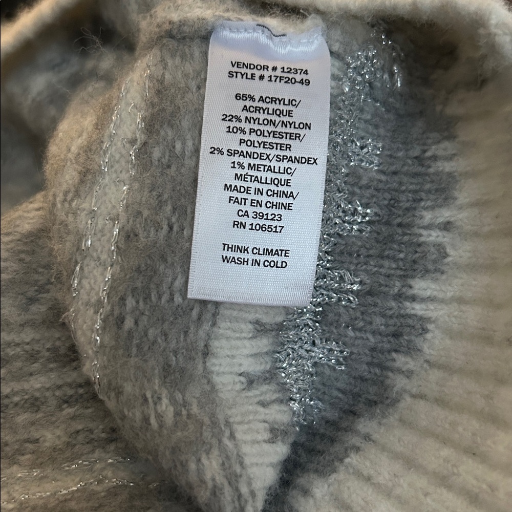 Northern Reflections zip up Cardigan - Winter/Festive theme - cream/grey - M - Picture 6 of 8